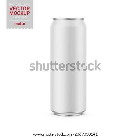 Aluminum drink can with white matte finish. 500 ml. Photorealistic packaging mockup template. Contains an accurate mesh to wrap your artwork with the correct envelope distortion