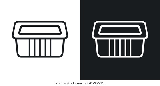 Aluminum foil food container icons set vectors on white background.