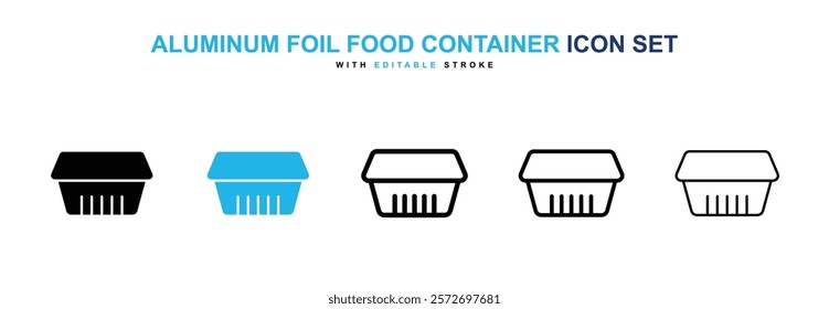 Aluminum foil food container icons vector collection pack.