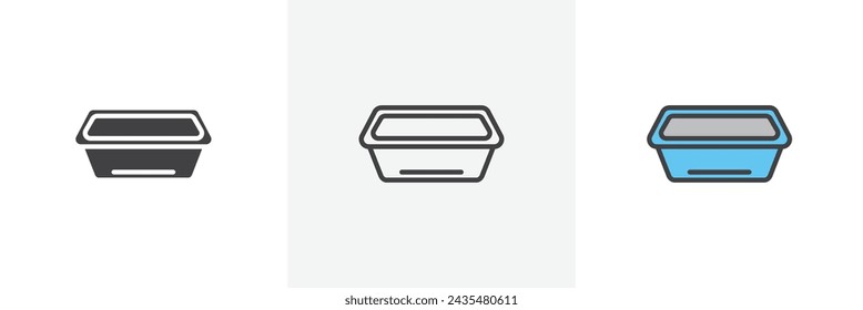 Aluminum Foil Food Container Isolated Line Icon Style Design. Simple Vector Illustration