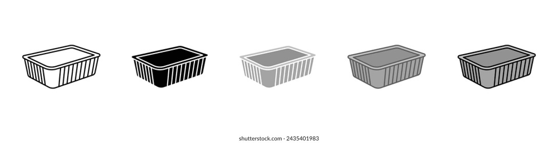 Aluminum Foil Food Container Vector Illustration Set. Disposable Secure Pack Sign suitable for apps and websites UI design style.