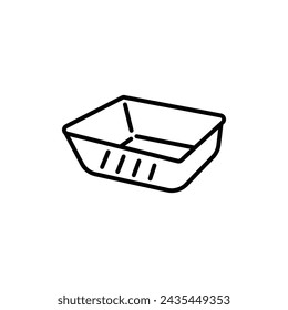 Aluminum Foil Food Container Vector Line Icon illustration.