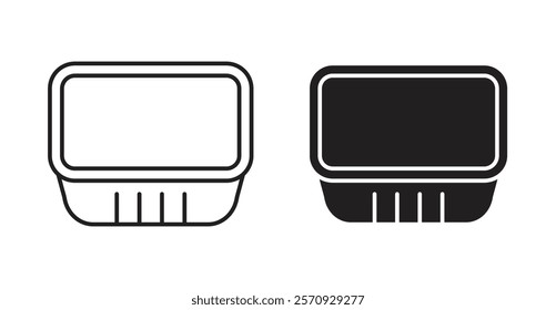 Aluminum foil food container vector line icon illustration