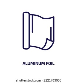 Aluminum Foil Icon From Kitchen Collection. Thin Linear Aluminum Foil, Aluminum, Clean Outline Icon Isolated On White Background. Line Vector Aluminum Foil Sign, Symbol For Web And Mobile