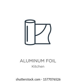 Aluminum Foil Icon. Thin Linear Aluminum Foil Outline Icon Isolated On White Background From Kitchen Collection. Line Vector Sign, Symbol For Web And Mobile