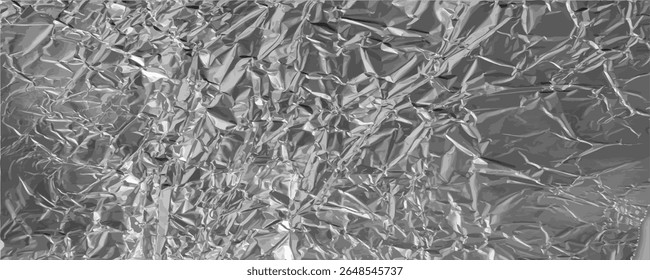Aluminum Foil Texture Background, Wrinkled Aluminium Paper Pattern, Crumpled Tin Material Banner, Textured Abstract Tinfoil Mockup, Tinfoil Background with Copy Space for Text