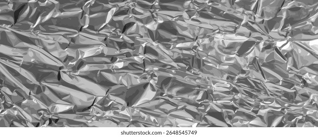 Aluminum Foil Texture Background, Wrinkled Aluminium Paper Pattern, Crumpled Tin Material Banner, Textured Abstract Tinfoil Mockup, Tinfoil Background with Copy Space for Text