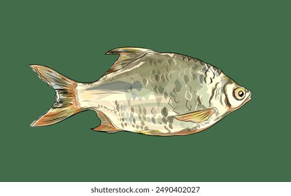 aluminum foil thorn fish on a green background