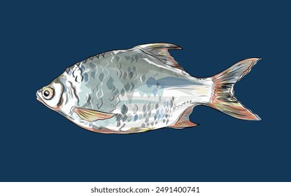 aluminum foil thorn fish on blue background