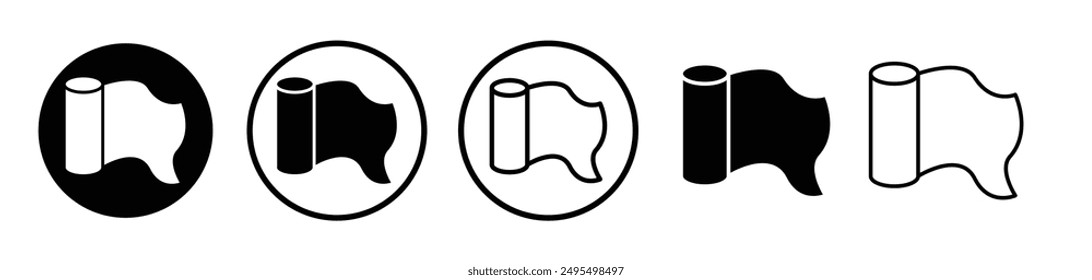 Icono de Vector de papel de aluminio en color blanco y negro.