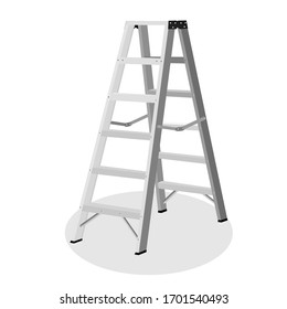 Aluminum folding ladder Isolated on white background. Vector illustration