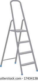 Aluminum folding ladder Isolated on white background. Vector illustration