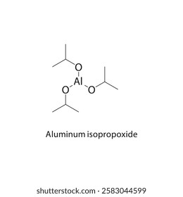 Aluminum isopropoxide skeletal structure.Aluminum alkoxide compound schematic illustration. Simple diagram, chemical structure.
