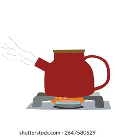 Aluminum kettle for boiling water on the stove. 