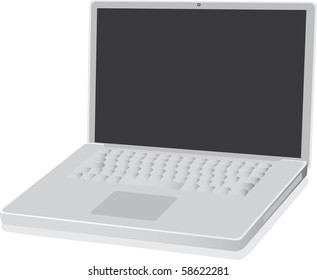 aluminum laptop computer - vector illustration