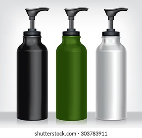 aluminum lotion pump bottles on white background.vector