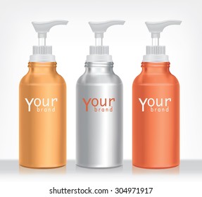 aluminum lotion pump bottles on white background.vector
