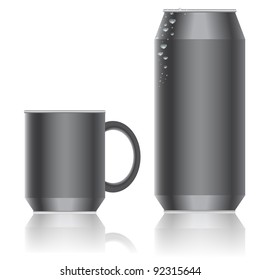 Aluminum packaging for beverages. Vector.