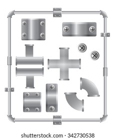 Aluminum pipes vector set design template