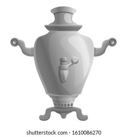 Aluminum samovar icon. Cartoon of aluminum samovar vector icon for web design isolated on white background
