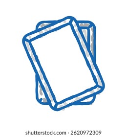 Vector de dibujo de icono de doodle de utensilios de cocina de sartén de aluminio. signo de utensilios de cocina de sartén de aluminio. ilustración de símbolo aislado
