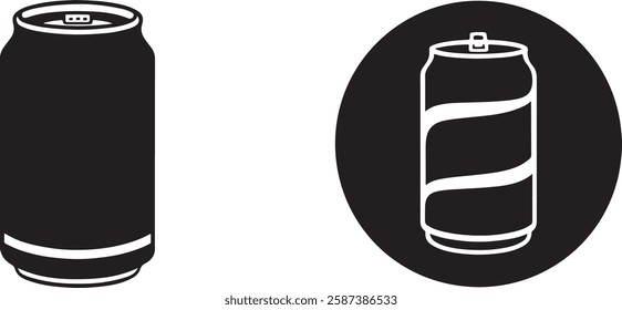 Aluminum Soda can icon shape sticker sign logo symbol silhouette vector juice  or energy drink mock-up.