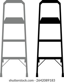 Aluminum step folding ladder illustration of a repair tool. Vector