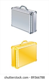 Aluminum suitcase isolated on white background