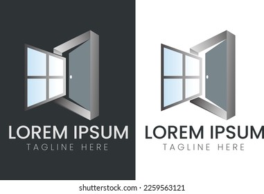 Aluminum swing doors, slide door and window vector. window logo vector. windows logo. 