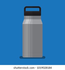 aluminum water bottle vector flat design.
