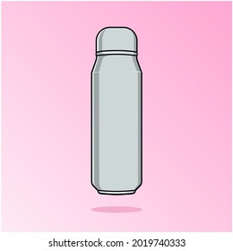 aluminum water flask with pink background. suitable for mockups and design properties. vector object