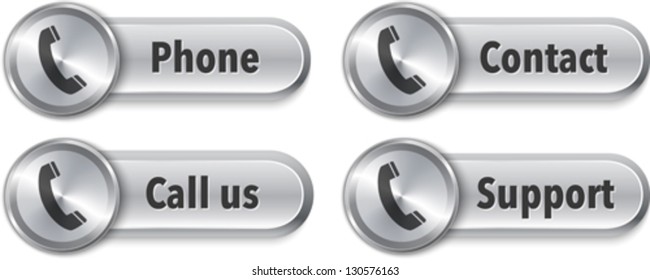Aluminum web elements with phone sign. Vector Illustration