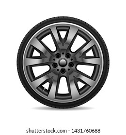 Aluminum wheel car tire on white background vector illustration.
