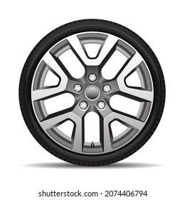 Aluminum wheel car tire style racing on white background vector illustration.