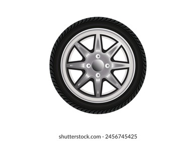 Aluminum wheel car tire style racing on white background vector illustration.