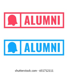 Alumni. Badge logo, icon, symbol, mark, stamp. Flat vector illustration on white background.