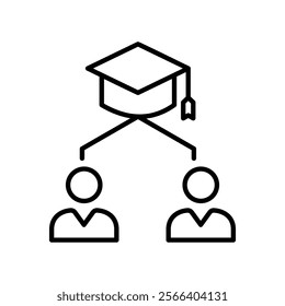 alumni  icon,
Mentorship concept featuring graduation cap bridging two people. Perfect for educational and mentoring program designs or social media posts.