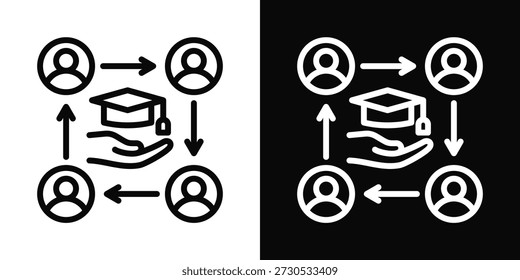 Alumni Icon White And Black Background Style