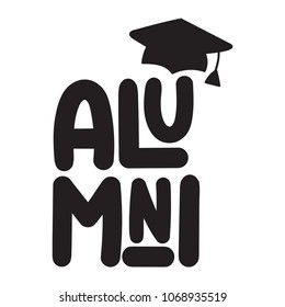 Alumni. Vector Lettering Illustration On White Background.