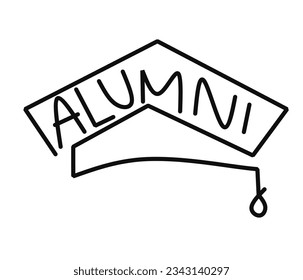 Alumni. Vector lettering illustration on white background.