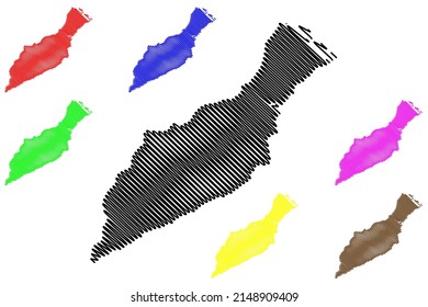 Alvaraes municipality (Amazonas state, Municipalities of Brazil, Federative Republic of Brazil) map vector illustration, scribble sketch Alvaraes map