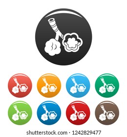Alveolus disease icons set 9 color vector isolated on white for any design