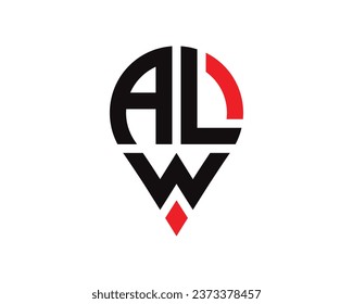 Diseño del logotipo de la forma ubicación de la letra ALW. Diseño sencillo del logotipo de ubicación de letra ALW.
