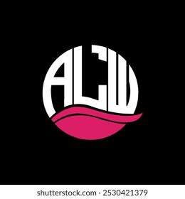 ALW logo monogram isolated on circle element design template, ALW letter logo design on black background. ALW creative initials letter logo concept. ALW.
