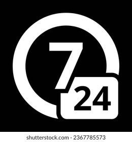 always available, 247 service, 24 hours, customer service, technical support, flat icon design.