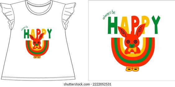 always be happy t shirt graphic design vector illustration 