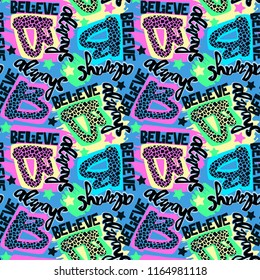 Always Believe hand drawn inspirational lettering.Expressive funky calligraphy ink poster.Handwritten modern brush design for t shirt. Hipster trendy style,urban bright youth textiles sample