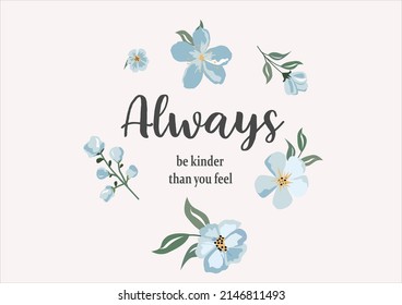 always blue flower design hand drawn