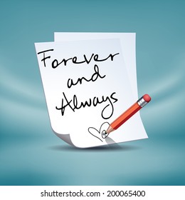 Always and forever note on a paper