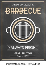 Always Fresh, Barbecue menu card, template or flyer design in chalkboard style.